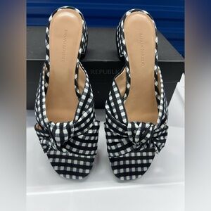 Banana Republic Black and White Gingham Heels with Bow